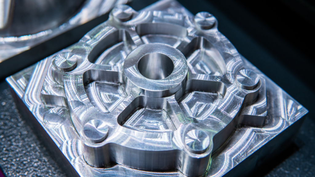 micromanufacturing techniques used to create metal part. close up