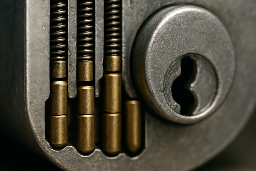 Lock tumbler falling in place unlocking the science