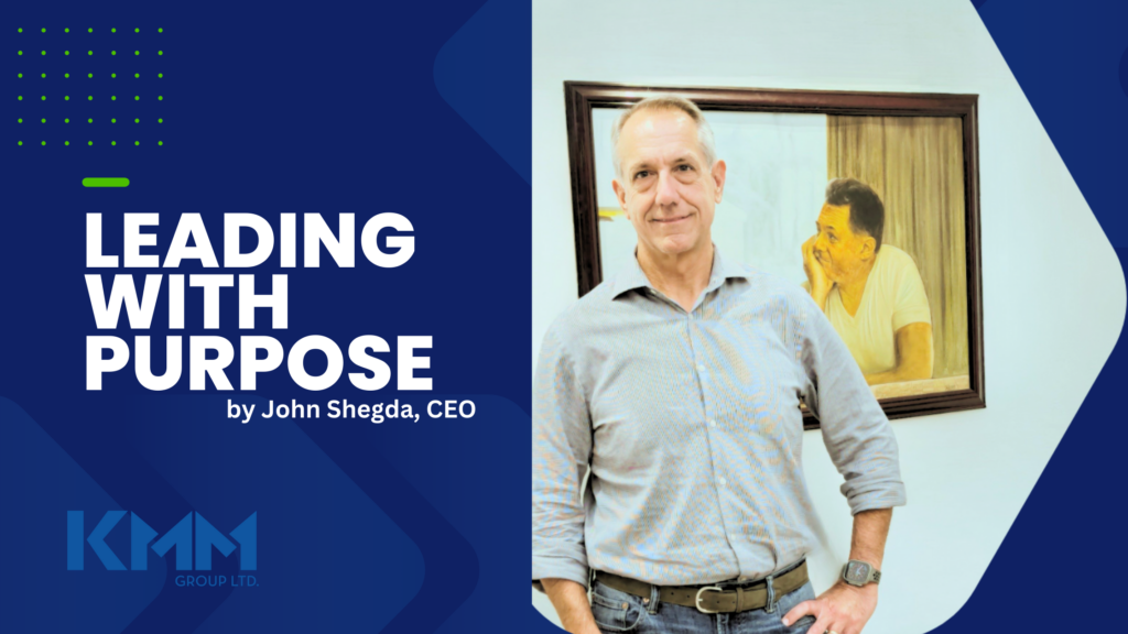 Shegda Perspective blog banner with John Shegda in front of a portrait of his father Meron Shegda